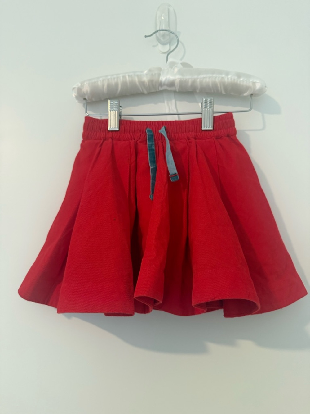 Mini Boden Red Cord Skirt with Blue Drawstring